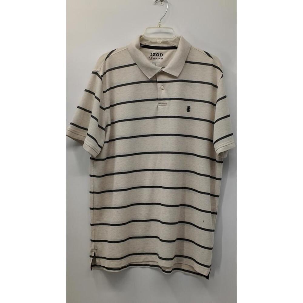 IZOD Men's XL Polo Shirt Natural Stretch Performance Striped Cotton Blend